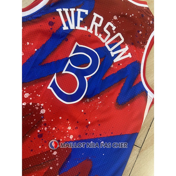 Maillot Philadelphia 76ers Allen Iverson NO 3 Mitchel & Ness 1997-98 Rouge